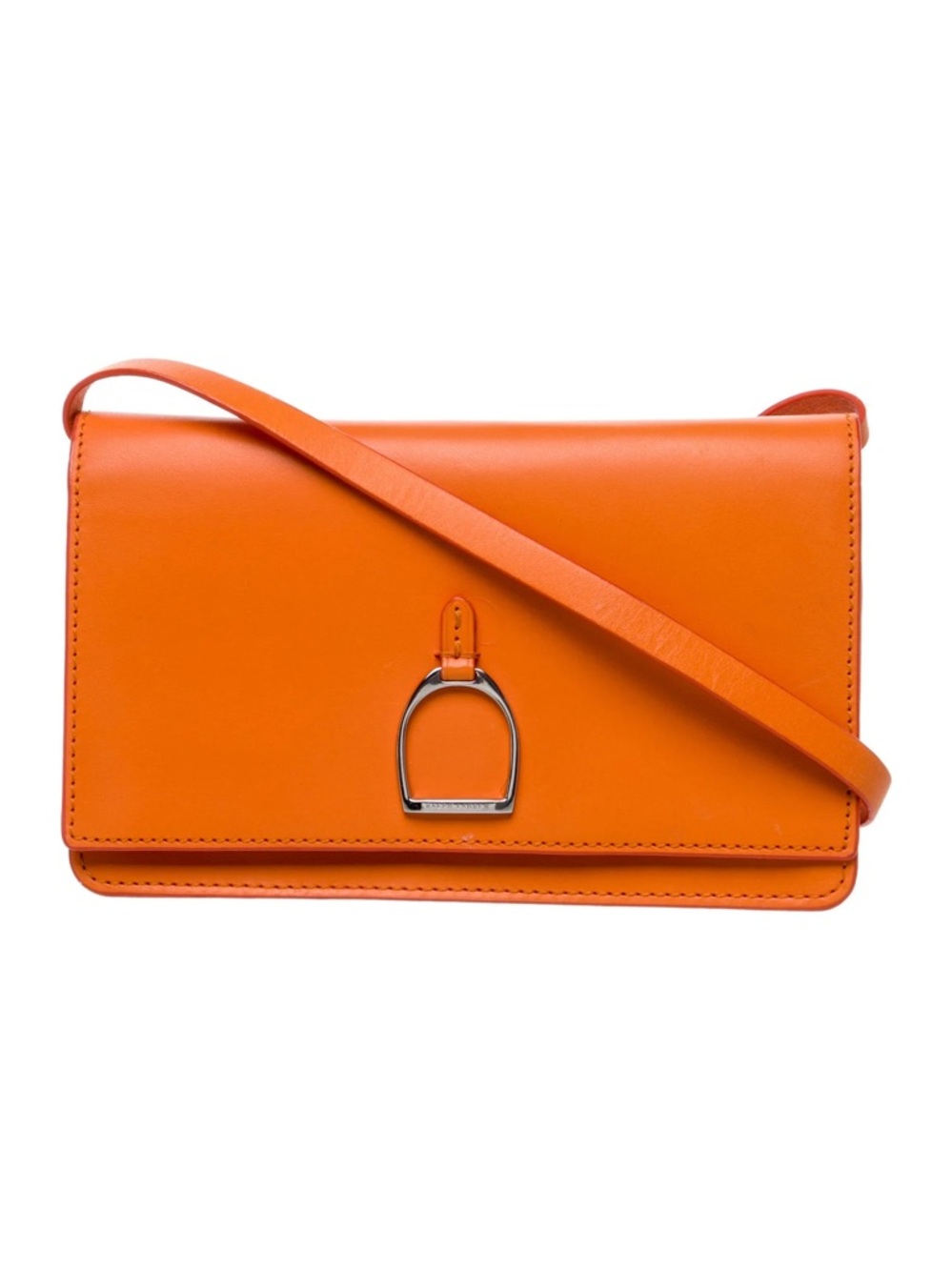 Ralph Lauren Orange Leather Stirrup Crossbody Bag | authentic